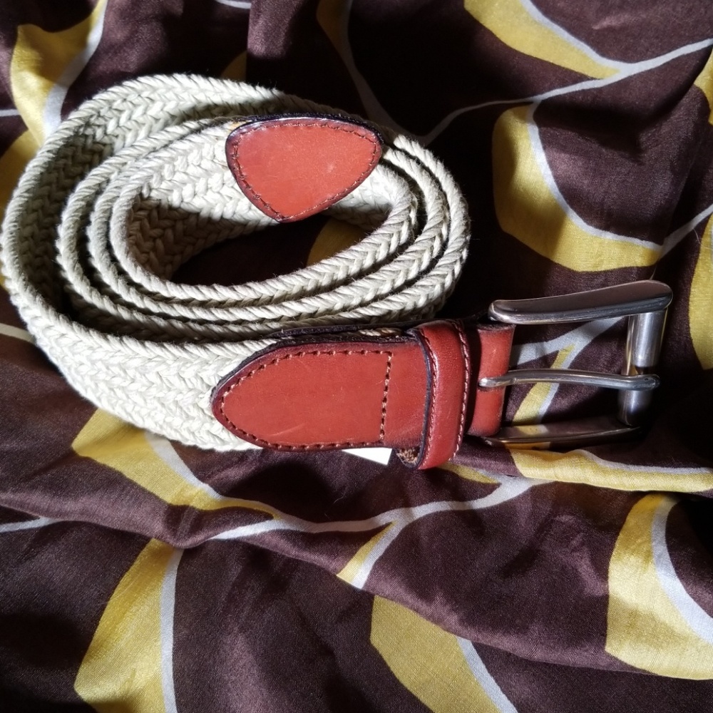 Fossil leather detail woven belt